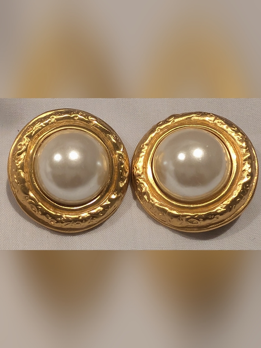 Gold Pearl Dome Clip Earrings - Women Jewelry